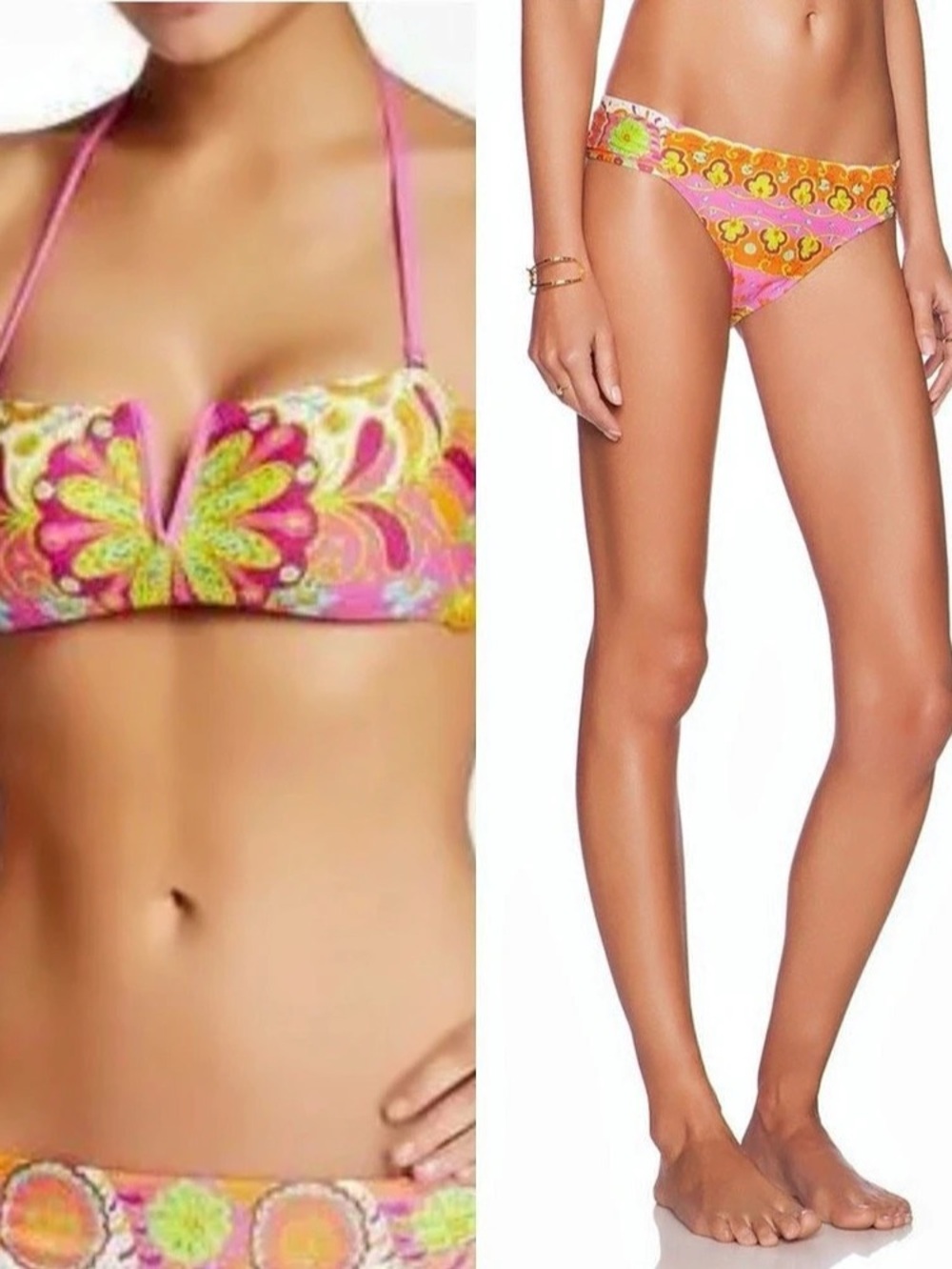 NWT TRINA TURK Woodblock Paisley Pink Swimsuit 2 Piece Set